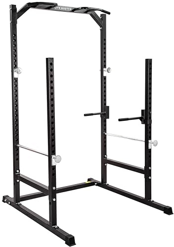 GYM MASTER Heavy Duty Half Power Cage Weight Lifting Squat Rack & Dip Station Tower