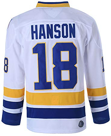 Youth Hanson Brothers Charlestown Chiefs 16 Jack 17 Steve 18 Jeff Slap Shot Movie Ice Hockey Jersey - White - L
