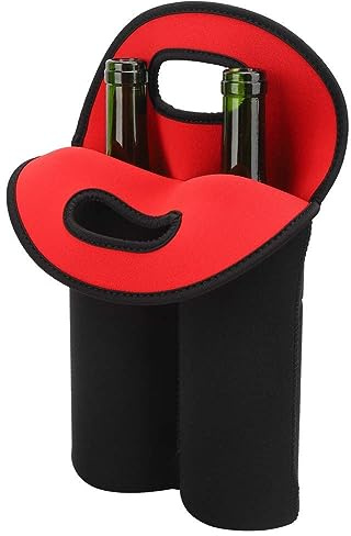 HERCHR Porta Bottiglie Acqua,Borsa da Trasporto per Bottiglie di Vino,Borsa per Bottiglia di Vino,Borsa Bottiglie Portabottiglie,2 Bottiglie in Neoprene per Vino,Portabottiglie e Borsa Termica
