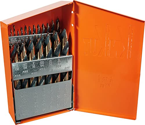 KnKut 29 Piece Mechanics Length Step Point Drill Bit Set 1/16-1/2 by 64ths