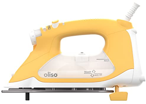 oliso TG1600 ProPlus Smart Iron with Auto-Lift – 1800 Watt Steam Iron for Clothes, Sewing, Quilting & Crafting – Diamond Ceramic-Flow Soleplate, Butterscotch