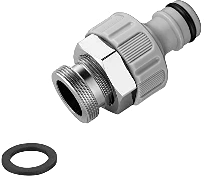 GRIFEMA GE1102 Garden Hose Connector Set Sealing Rings, Tap Connector and Adapter Garden Taps 24 X 1 and 22 X 1 [Exclusively At Amazon]., Black/White