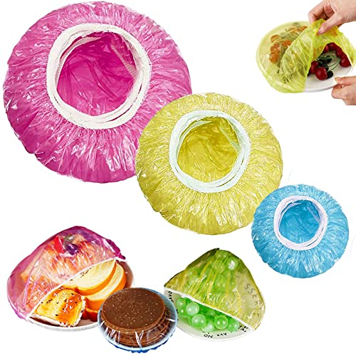 Sacs de Conservation Frais élastiqués, Film Alimentaire en Plastique Colorées Reutilisable, pour Protection de Fraîcheur des Légumes, Pique-Nique, Maison