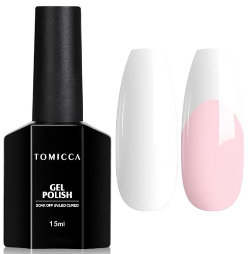 TOMICCA Gelnagellack, vitt, 15 ml, UV-nagellack, soak off-nagellack för nagelkonst/manikyr, gör-det-själv, presenter