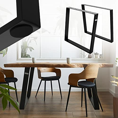 ML-Design 2er Set Tischkufen 80GRAD Neigung, 75x72 cm, Schwarz, Profil 8x2 cm, Schräge Tischbeine, Metall Möbelkufen, Tischgestell Stahl geneigt, Tischuntergestell Möbelfüße, für Esstisch/Schreibtisch