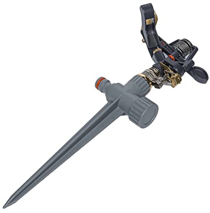 Irrigatore circolare a impulsi in metallo con picchetto, per irrigazione di grandi superfici fino a 17 m, irrigazione ottimale da giardino Bradas