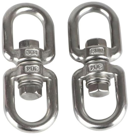 HOUSON 2PCS M8 Stainless Steel Swivel, Bearing Swing Swivel 360° Rotational Device Hanging Accessory for Hammock Hanging Lounger, Swivel Grill, Sandbag, Hanging Swing