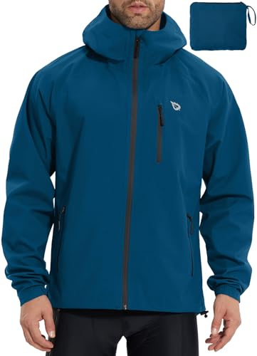 baleaf Veste d'équitation pour homme Imperméable respirant 10000 mm H2O Manteau imperméable extérieur Veste de course coupe - vent Bleu profond L