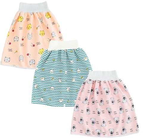 DUDUFUN 2 pantalones de entrenamiento para bebés y niños, pantalones de entrenamiento, pantalones de pañales, falda de pañal, para niños y niñas, impermeables, absorbentes, pantalones de entrenamiento