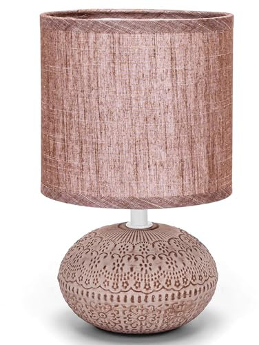 Glowster Lámpara de mesa de cerámica E14, diseño elegante, ideal para decoración y ambientar espacios sin fuente de luz incluida.