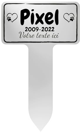 GRAVURE CONCEPT Plaque Funéraire pour Animaux - Stèle Commémorative Personnalisable PVC (Chien/Chat etc) - (Modèle 3 / Blanc Texte Noir)