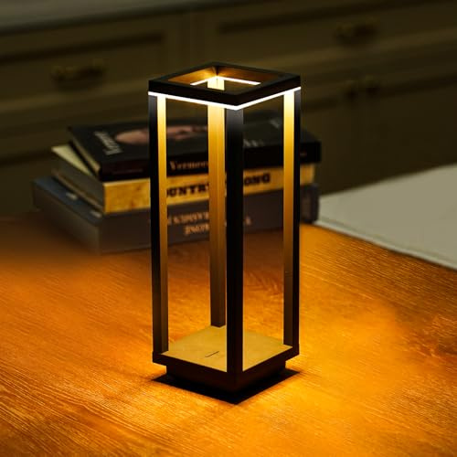 Halostorms Cordless Table Lamp Rechargeable, 10 Portable Table Light | IP55 Waterproof, 60h Runtime, 3Color Stepless Dimming, Battery Powered Outdoor Table Lamps for Patio,Dinner,Restaurant,Cafe