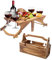 Sonhomay 2-in-1 faltbarer Picknickkorb aus Holz mit doppelten Klappgriffen, Glashalter, Vintage-Stil, Picknickkorb für Outdoor, Obst, Käse, Snacks, Ei, Camping, Picknick, 33 x 15,2 x 22,9 cm