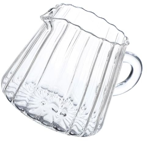 ULTECHNOVO Pichet à Lait Verre Transparent avec Bec Verseur Design Compact Et Élégant pour Café Thé Et Boissons