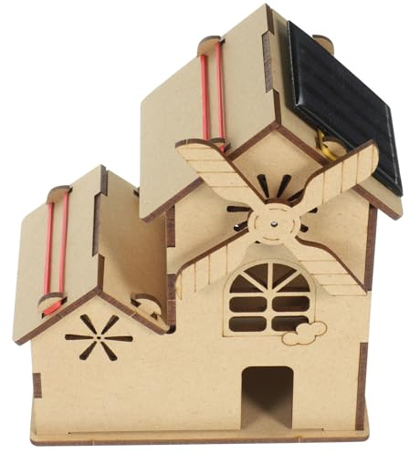 ibasenice Kit De Juguete De Energía Solar para Niños Casa Miniatura De Madera DIY Proyecto De Ciencia Educativo Experimentos De Ingeniería para Decoración Y Aprendizaje