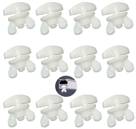 Skythrive Gardinen Feststeller 12 STK. Weiß Kunststoff für min. 10 x 6 mm Laufkammern Stopper mit Innenläufen Zwischenfeststeller Endstopfen Endfeststeller für Vorhangschiene Gardinenröllchen