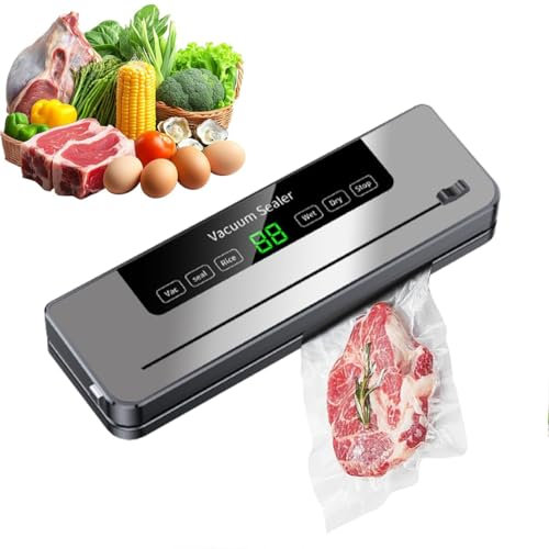 Macchina sottovuoto 5 in 1, potente macchina sottovuoto per alimenti freschi, secchi e umidi, 30 sacchetti sottovuoto e taglierina integrata (nero)