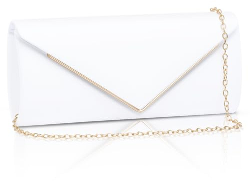 Larcenciel Women Evening Bag, Envelope Clutch Bag w/Removable Chain, Elegant Shoulder Crossbody Bag for Prom, Party, Wedding