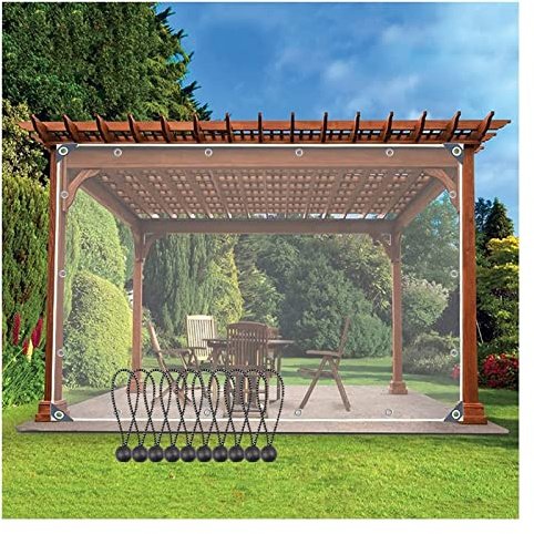 Bâche transparente d'extérieur en PVC imperméable de 0,35 mm avec œillets, panneaux latéraux pour pergola de jardin, bâche transparente pour tonnelle, 270 x 230 cm