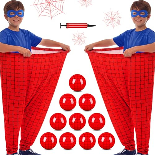 Leitee Spider Web Granny Pants Yard Games for Kids 31.5'' x 23.6'' Granny Pant Outdoor Games with 2 Oversized Pants &10 Bouncy Balls Fun Tossing Prop for Family Reunion Backyard Gatherings Party Game