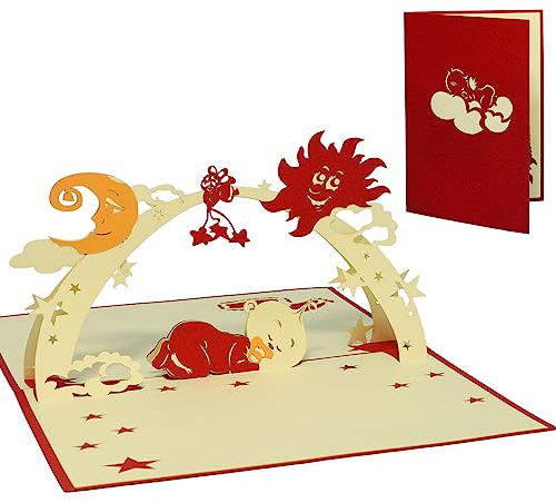 LINPopUp® 3D Karte Glückwunschkarte Geburtskarte Schlafbaby Mädchen #95#
