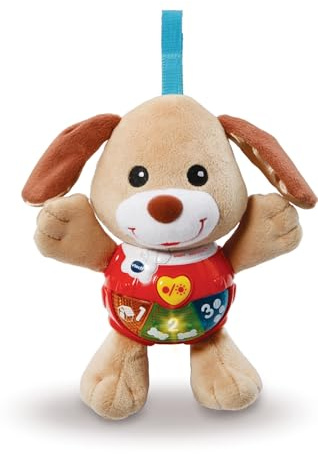 VTech - Chant' Toutou Brun, Peluche Chien Interactive, Hochet Bébé, Éveil Musical, Jouet Poussette, Siège Auto, Berceau et Parc Bébé, Cadeau de Naissance Bébé Dès 3 Mois - Contenu en Français
