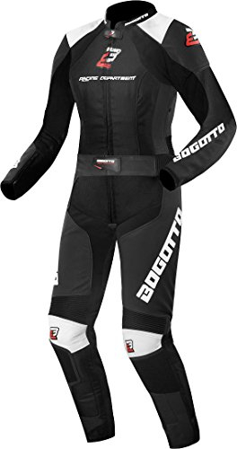 Bogotto Losail Tuta in pelle da moto da donna in due pezzi, nero/bianco, 34