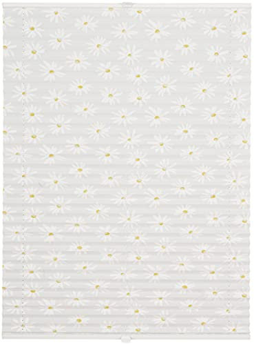 ondeco Plissee auf Maß Motive für alle Fenster innen, Montage in Glasleiste mit Spannschuh, Sonnenschutz-Rollo lichtschutz und Blickdicht Weiß Motiv Flower B: 41-50 cm, H: 40-100 cm