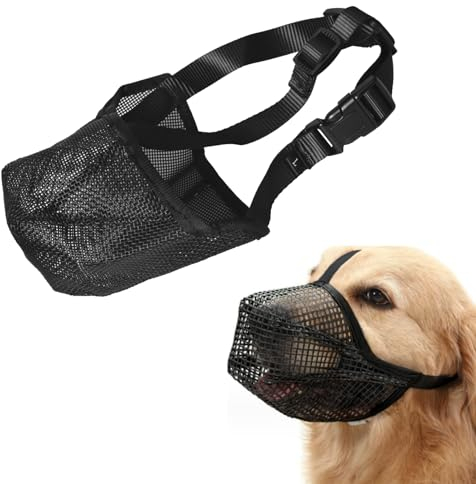 Professioneller Maulkorb für Hunde, Atmungsaktiver und Verstellbarer Netzmaulkorb für große und Mittlere Hunde zur Verhinderung von Bissverletzungen, Kauen und übermäßigem Bellen (M)