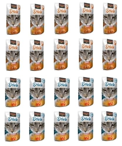 Leonardo Drink [20x40g Paquete múltiple Mezcla De Sabores] Bebida para Gato | Alimento complementario para Gatos (10 x Salmón 10 x Pato)
