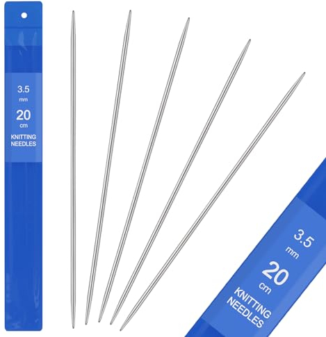 Aeeque 5 Stück 3,5 mm Nadelspiel Edelstahl Stricknadeln Set Sockennadeln für Mützen Socken Schals Haustier Pullover Doppelspitzen Knitting Needles