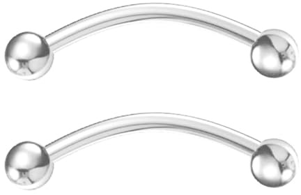 Body CAC 2PC-16G×12mm Titanium Bent Curved Barbell Banana Bar Eyebrow Rings