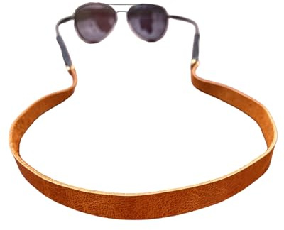 PROVBORN Full-grain Leather Glasses Strap Handmade Sports Sunglasses Eyeglasses Holders Around Neck Present for Men Women (Moroccan Honey, Average)