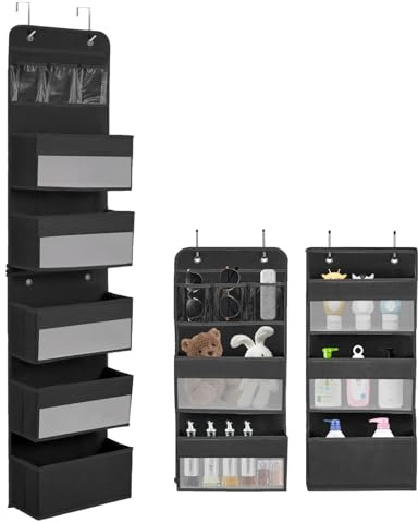 YTACREA Rangement Suspendu Porte, Rangement Suspendu Amovible avec 5 Poches Superposées, Rangement Suspendu Tissu avec 4 Crochets pour Cadres de Porte, Chambres à Coucher, Chambres d'enfants