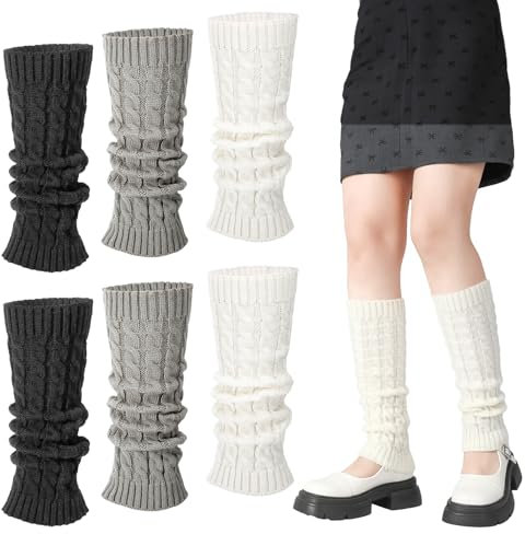 Lvefyti 3 Paar Bein Stulpen Damen Gestrickte Beinstulpen Leg Warmers für Frauen Mädchen,Winter Beinwärmer Legwarmers,Langer Beinwärmer Stricken Damen Stulpen für Ballett Tanz Sport