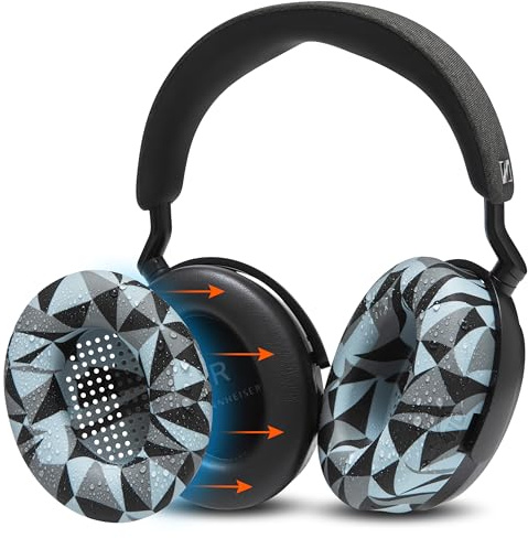 WC SweatZ Momentum 4 e 5 - Copriauricolari brevettati per cuffie wireless over-ear Sennheiser Momentum 4 e 5 di Wicked Cushions | Resistenti al sudore e facilmente lavabili | Geo Grey