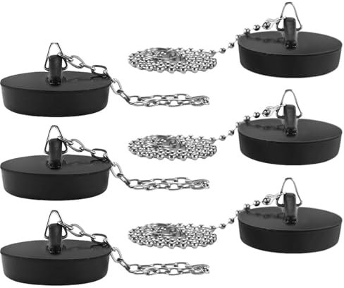RELKLYU 6 Pièces avec Bouchon De Vidange De Chaîne, Bouchon en Caoutchouc D'Évier, Bouchon De Baignoire, Fournitures De Cuisine Et De Salle De Bain, Accessoires D'Évier.