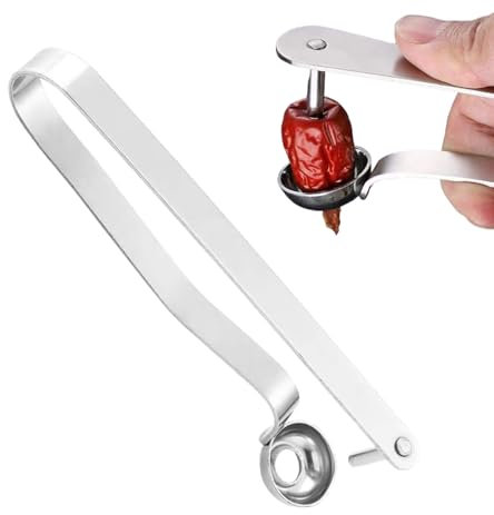 Snocciolatore per ciliegie, strumento per rimuovere i semi di ciliegie, con design a pressione manuale, per fare marmellata di ciliegie (argento)