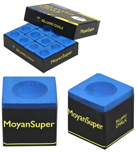 MoyanSuper 12-Piece Pool Cue Chalk Set Cube Chalk for Pool Cue Billiards Table Accessories with Storage Box,Blue