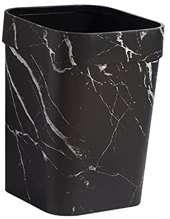 jojofuny Cestino Quadrato Nero 14l per Rifiuti Domestici Texture Marmo, Contenitore per Rifiuti Carta Bagno e Cucina, Secchio in Plastica Resistente per Ufficio e Soggiorno