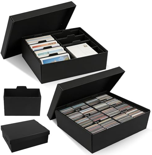 GBKDQQ 2 cajas de almacenamiento para fotos, cajas de almacenamiento con tapa, 34 x 27 x 12 cm, organizador de fotos con 8 compartimentos y etiquetas para fotos de 10 x 15 cm, semillas, manualidades