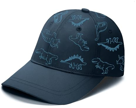 TOMEEK Sonnenhut Kinder Baseball Cap Niedlich Dinosaurier Freizeit Cap Kinder Unisex Verstellbare Baby Baumwolle Outdoor Sport Hut Jungen und Mädchen Anti-UV Caps,Marineblau,L(2-5 Jahre)