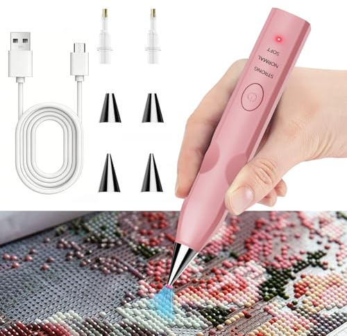 Juego de lápices eléctricos para pintura de diamantes, inalámbrico y recargable, lápiz de cera automático, silencioso, ergonómico, punta individual y 3 puntas, accesorios de pintura de diamantes para