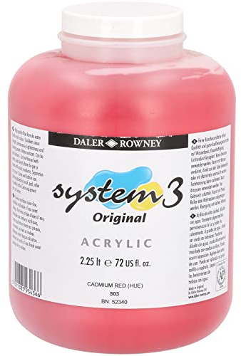 Daler-Rowney System3 Acrylic Paint, 76.08oz - 2.25L, Cadmium Red Hue