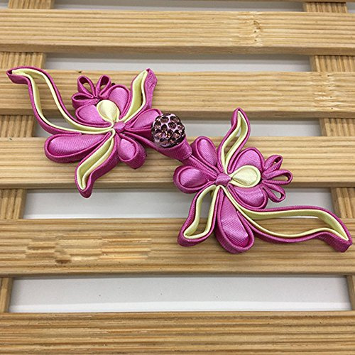 Lyracces Sewing Fasteners Knotting Fabric Satin Flower Chinese Decorative Knots Cheongsam Frogging Button 1pair (Lilac Beige)