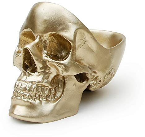Suck UK - Skull Desk Organiser Gothic Jewellery Box Key Bowl & Trinket Dish Desk Tidy Organiser Gothic Home Decor & Goth Decor Goth Gifts For Women Bedroom Decoration Gold