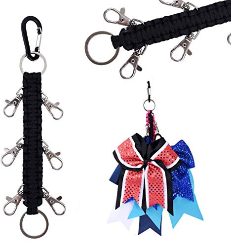 DEEKA Paracord Handmade Cheer Bows Holder for Cheerleading Teen Girls High School College Sports - Black