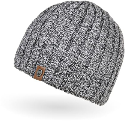 Neverless® Beanie Herren Strick-Mütze Winter-Mütze Rippstrick Optik Hellgrau-Melange