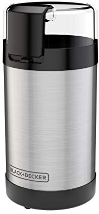 BLACK+DECKER One Touch Coffee Grinder, 2/3 Cup Coffee Bean Capacity, Spice Grinder, One Touch Push-Button Control -150 Watts -Stainless Steel Blades
