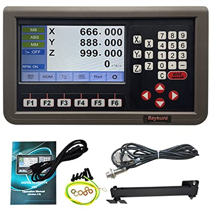 3 Axis DRO LCD Screen Metal Shell Digital Readout Display for Bridgeport Mill MIlling Machine Lathe Machine Tools (D80M-3V RPM Hall Sensor)